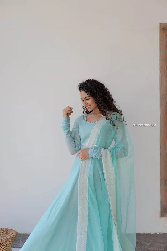 Sky Blue Georgette Dress with Dupatta